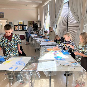 Monster Painting Class with Teacher Mrs. Mary Starnitcky