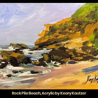 Merit Award: “Rock Pile Beach” by Artist: Keary Kautzer Judge’s comments: “Good direct painting – simple nice design that works!”