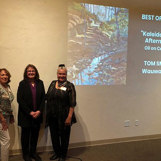 Deb Heberlein, Visual Arts Team, Donna Hahn, Executive Director, Artist Bonnita Budysz, Juror