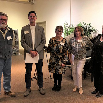 Merit Award “Egg Boat” Mixed Media, Stoneware, Wire, Clay Egg by Patrick Robison “So many evocative references to comfort happen for me with this piece. Could it be the lattice strips of my favorite pie oh-my crust, or the weaving of a cradled basket, holding the seed of life, the source, the egg? The emotional connection is further enhanced by soft ombre color and rounded forms.