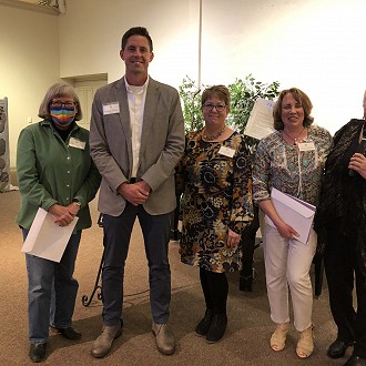 Merit Award “Bless the Bee” Encaustic, Mixed Media Collage by Terri Lockwood “One can sink into the deep surface here and swim in reverie, as one must when angels and buzzing bees take flight. The artist has the rare ability to use gentle imagery, manipulate a multitude of materials, including found objects d’art of collage, and still convey a powerful environmental message of the utmost urgency.