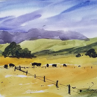 Angus                                     watercolor	  Artist:  KEARY KAUTZER  Lovely loose watercolor that depicts a quintessential Wisconsin landscape.