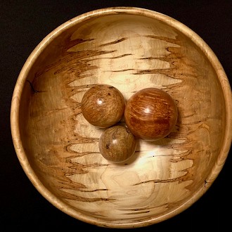 Richard “Dick” Bemis, Hand turned burl wood pieces: Bowl Dog Wood Turning, LLC N1614 Hwy 28 Adell, WI (located in Batavia)