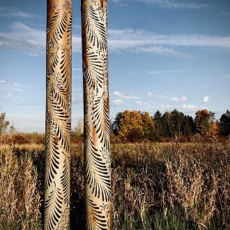 Shari Grenzow Mauer.  Free hand torch cut luminaries, birdhouses Heart to Heart Studio