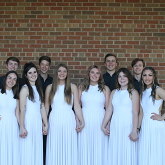 L to R: The Gents: Bennett Josephs, Carson Anhalt, Noah Verhasselt, Max Halle L to R: The Ladies: Greta Horneck, Laura Mueller, Ella Josephs, Christina Pringle, Jaclyn Patterson, Kaiya Saeger