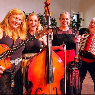The Gypsy Swing Chicks revel in the catchy music of George Gershwin and Django Reinhardt with wild ethnic music added to the mix. Featuring violin, mandolin-dobro, accordion, and upright bass to ignite an engaging time for all.