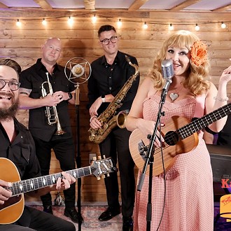 Kate Voss and the Hot Sauce-A true variety band, Kate Voss and the Hot Sauce, pulls from Kate’s varied background of jazz, blues, pop, country, western-swing, oldies, Americana, and rockabilly. As a full-time musician, Kate has cultivated a stage presence that charms and delights folks and a voice that “Nails the authenticity of the era” with tunes from Brenda Lee to Nancy Sinatra and Patsy Cline to Ray Charles. Kate has been awarded “Vocalist of the Year” and “Ensemble of the Year” from Earshot Magazine and after her move to Wisconsin in 2021, has been nominated for several WAMI awards including Female Vocalist of the year, Instrumentalist of the year, Jazz Performer of the Year, and Free Reed Player of the Year.