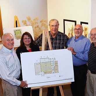 Capital Campaign Building Renovation Committee led by Chairman Lou Gentine. 2010-2012. L to R: Tom Slater, Donna Hahn, Lou Gentine, Karl Galstad, Bernie Nowicki.  Not Pictured Bob Hoopman