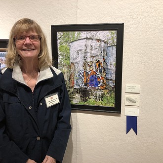 Best of Show Award to Shirley Sohre for “Artistic Anarchy” photography. Judge Patrick’s Comment: An engaging image that reminds one of birchbark or peeling paint then draws you into abstract graffiti shapes that look like animals. How big is it? What are those shapes? I keep looking.