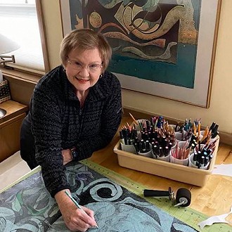 Jewell Riano Bradley in her studio