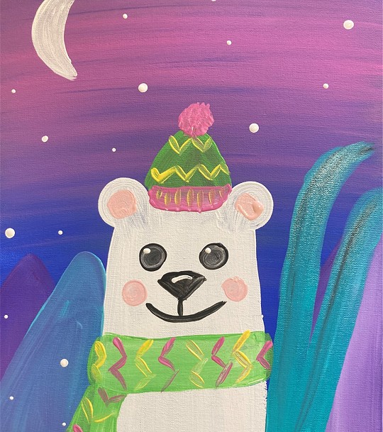 Kids on Canvas: Polar Bear Skiing Theme