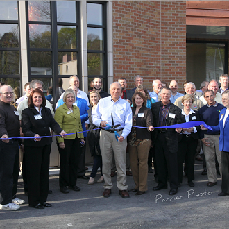 Sheboygan County Chamber Ribbon Cutting in 2012.  The newly renovated and expanded Plymouth Arts Center.  President Tom Slater and Executive Director Donna Hahn, along with PAC board members, committee members and volunteers.