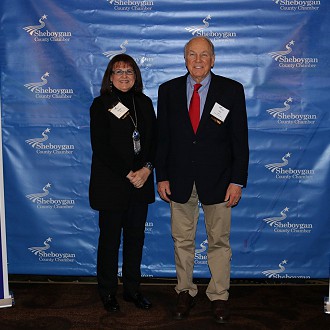 President Tom Slater & Executive Director Donna Hahn at the 2019 County Chamber Awards Night.  Plymouth Arts Center was nominated in two categories: Tourism Gem of the Year and Non-Profit of the Year.
